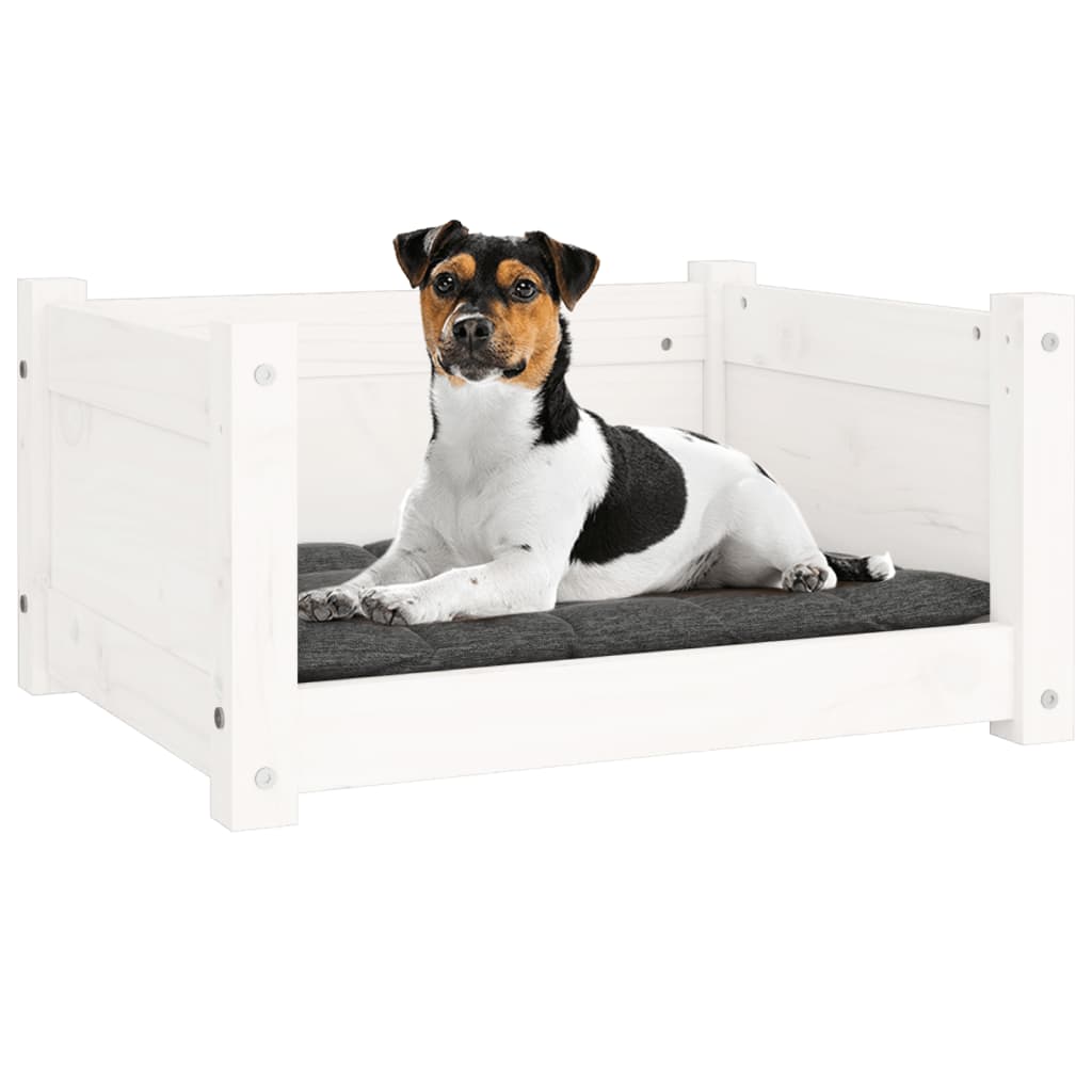 vidaXL Dog Bed White 55.5x45.5x28 cm Solid Pine Wood