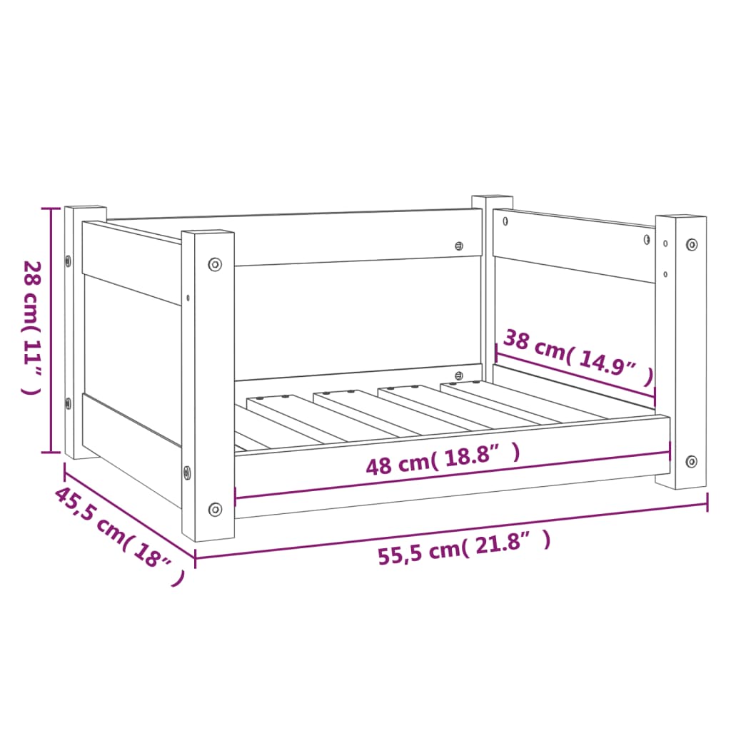 vidaXL Dog Bed White 55.5x45.5x28 cm Solid Pine Wood