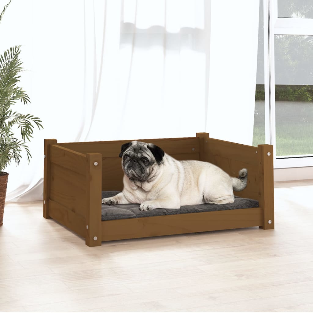 Dog Bed Honey Brown 65.5x50.5x28 cm Solid Pine Wood