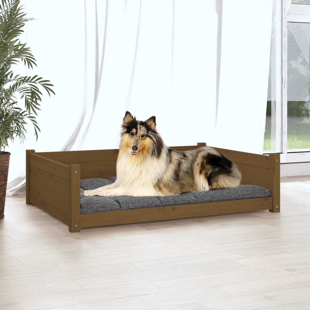 Dog Bed Honey Brown 95.5x65.5x28 cm Solid Pine Wood