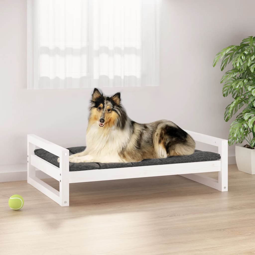 Dog Bed White 95.5x65.5x28 cm Solid Pine Wood