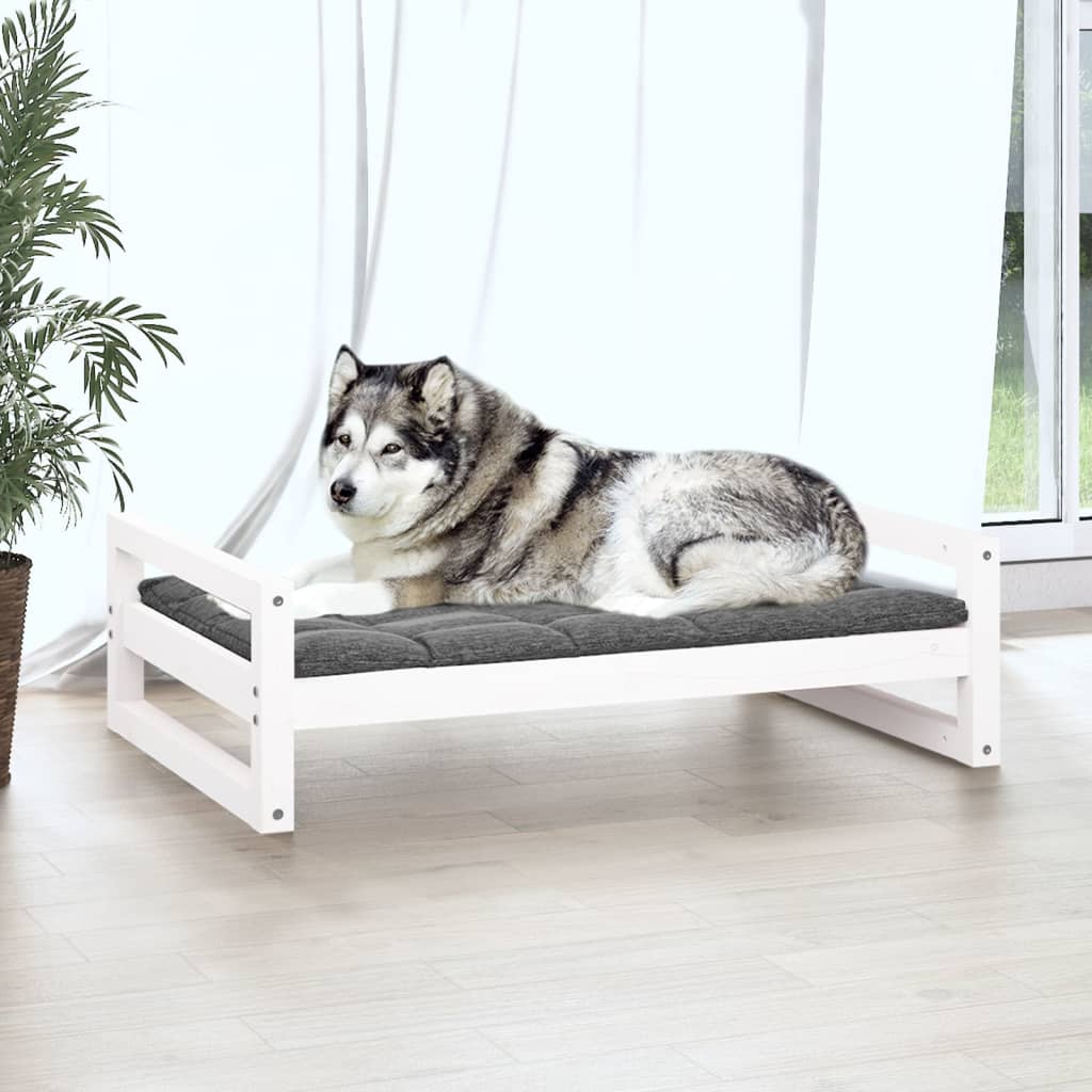 vidaXL Dog Bed White 105.5x75.5x28 cm Solid Pine Wood