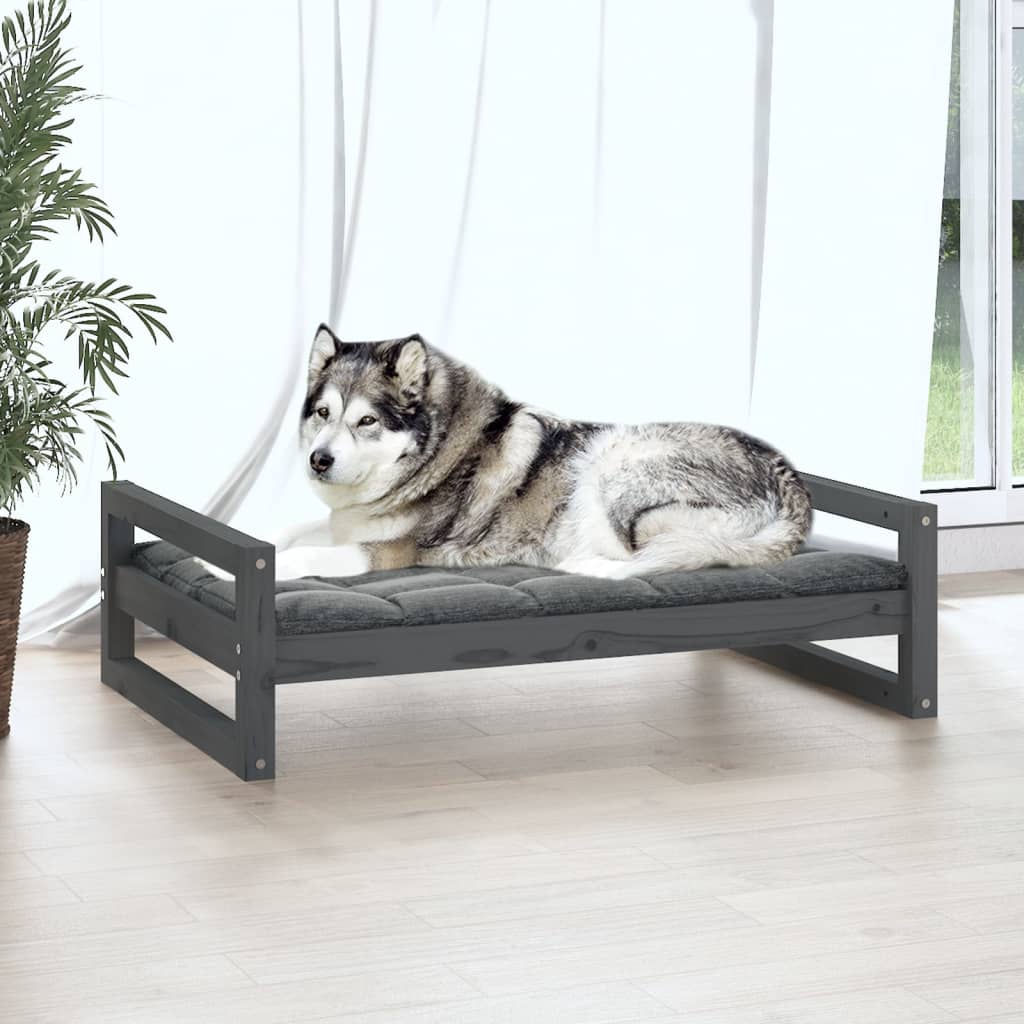 Dog Bed Grey 105.5x75.5x28 cm Solid Pine Wood