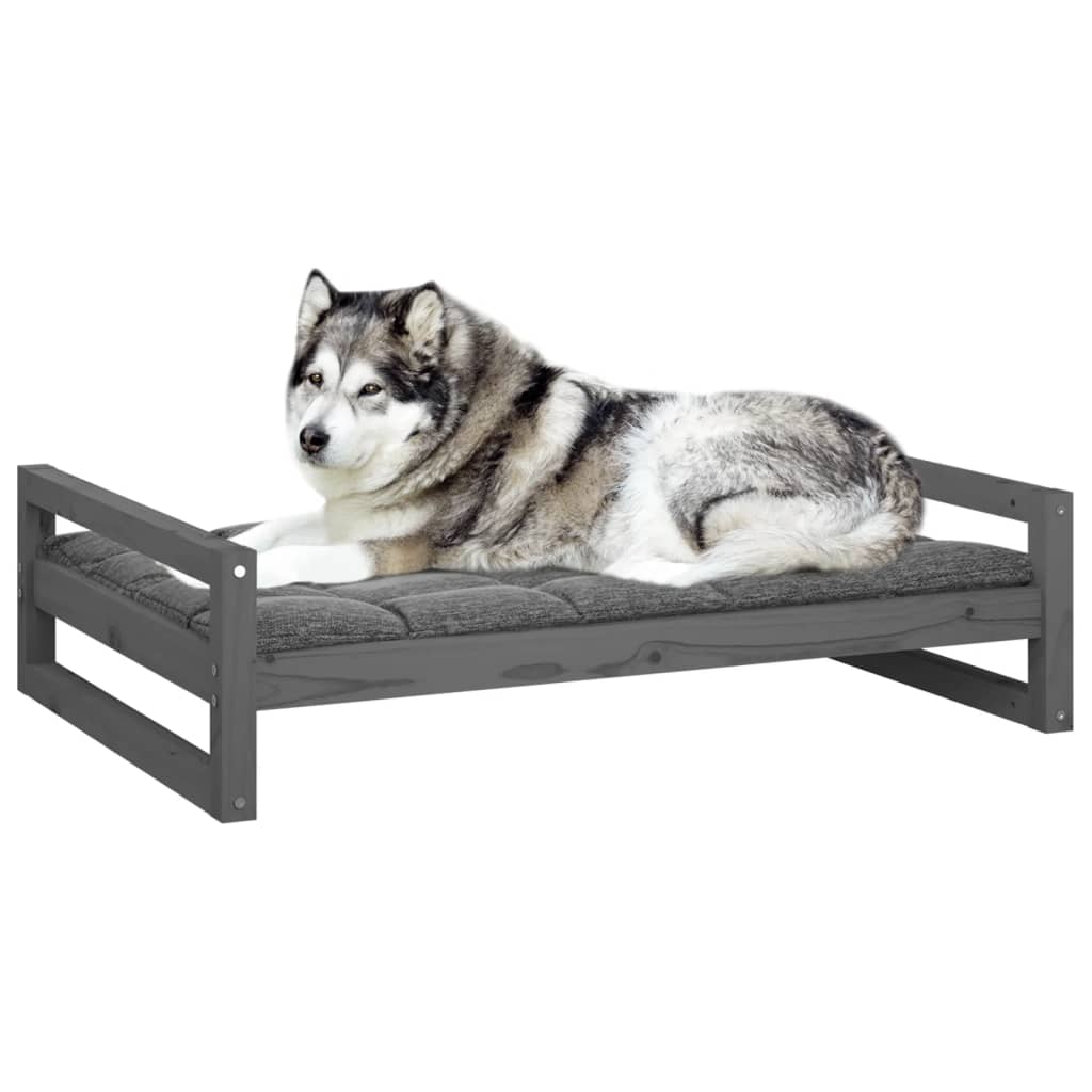 Dog Bed Grey 105.5x75.5x28 cm Solid Pine Wood