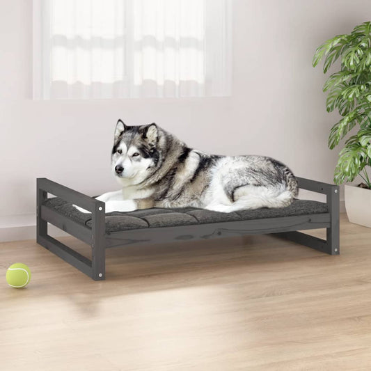 Dog Bed Grey 105.5x75.5x28 cm Solid Pine Wood