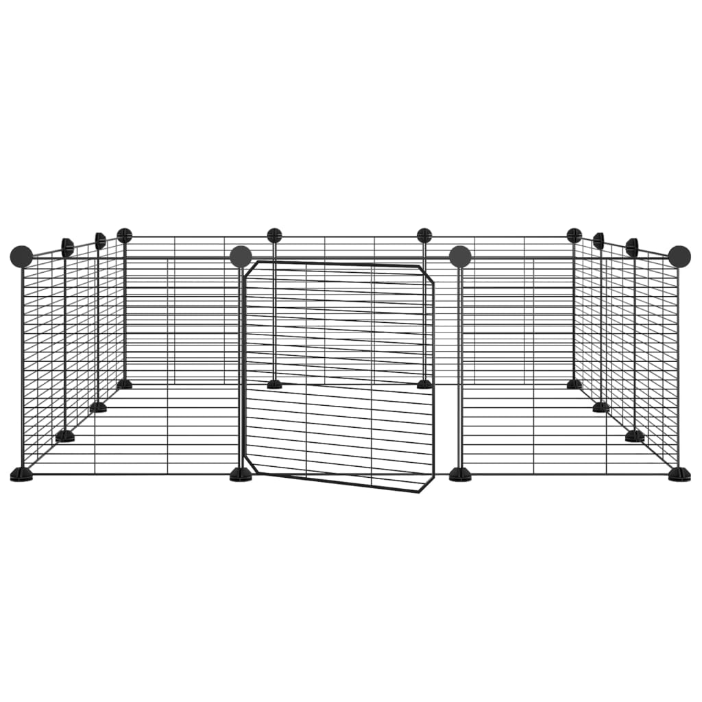 12-Panel Pet Cage with Door Black 35x35 cm Steel