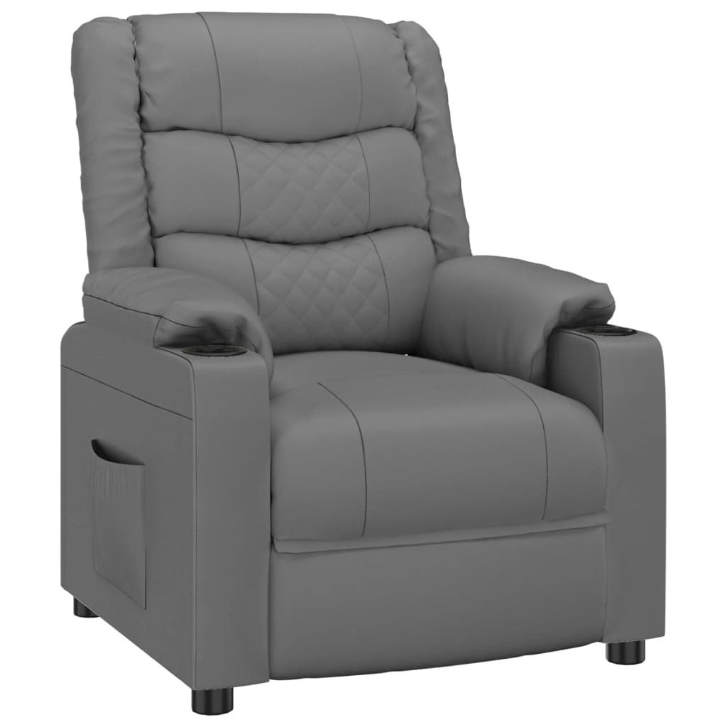 Recliner Chair Grey Faux Leather