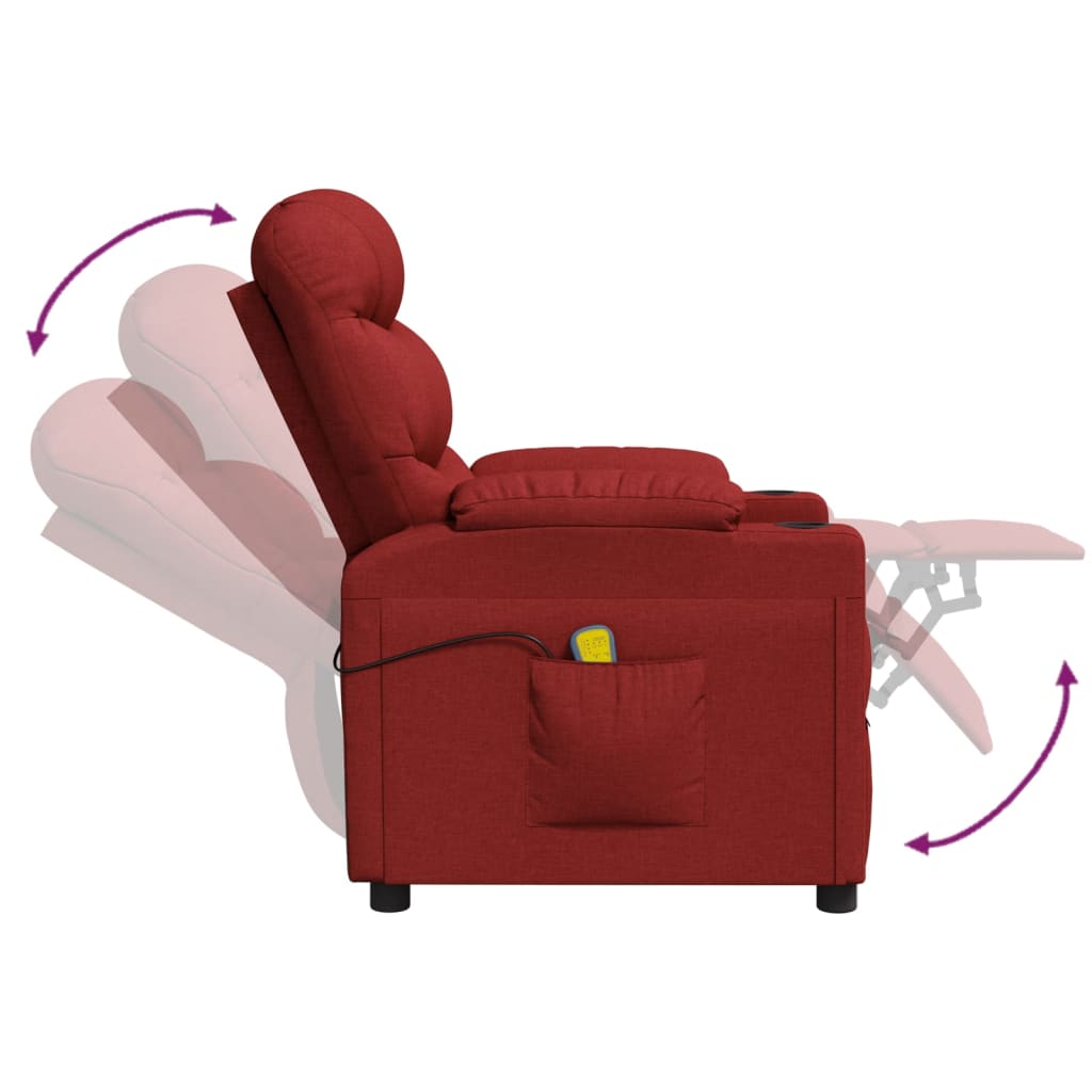 Massage Chair Wine Red Fabric