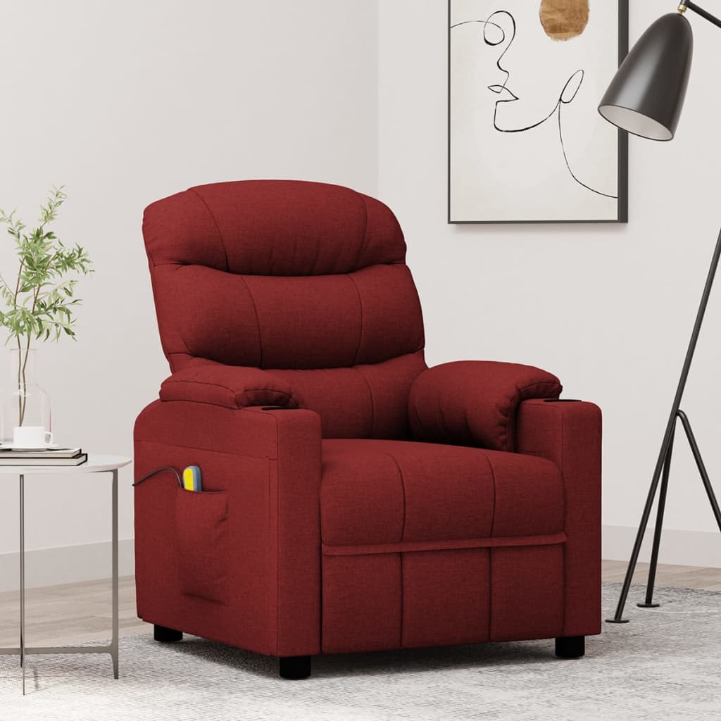 Massage Chair Wine Red Fabric