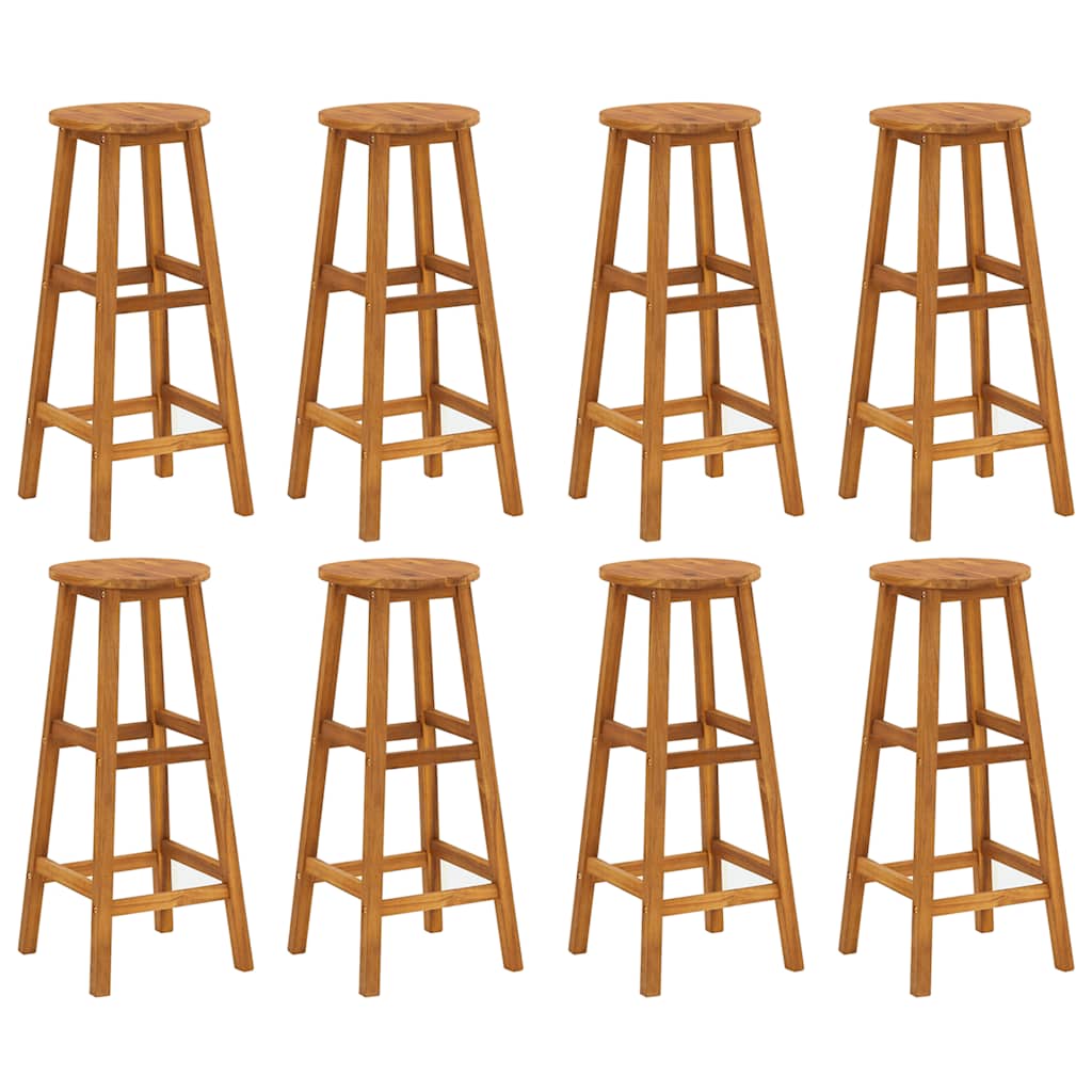 Bar Stool | Set of 8 | Natural wood | Solid Acacia wood | Standard