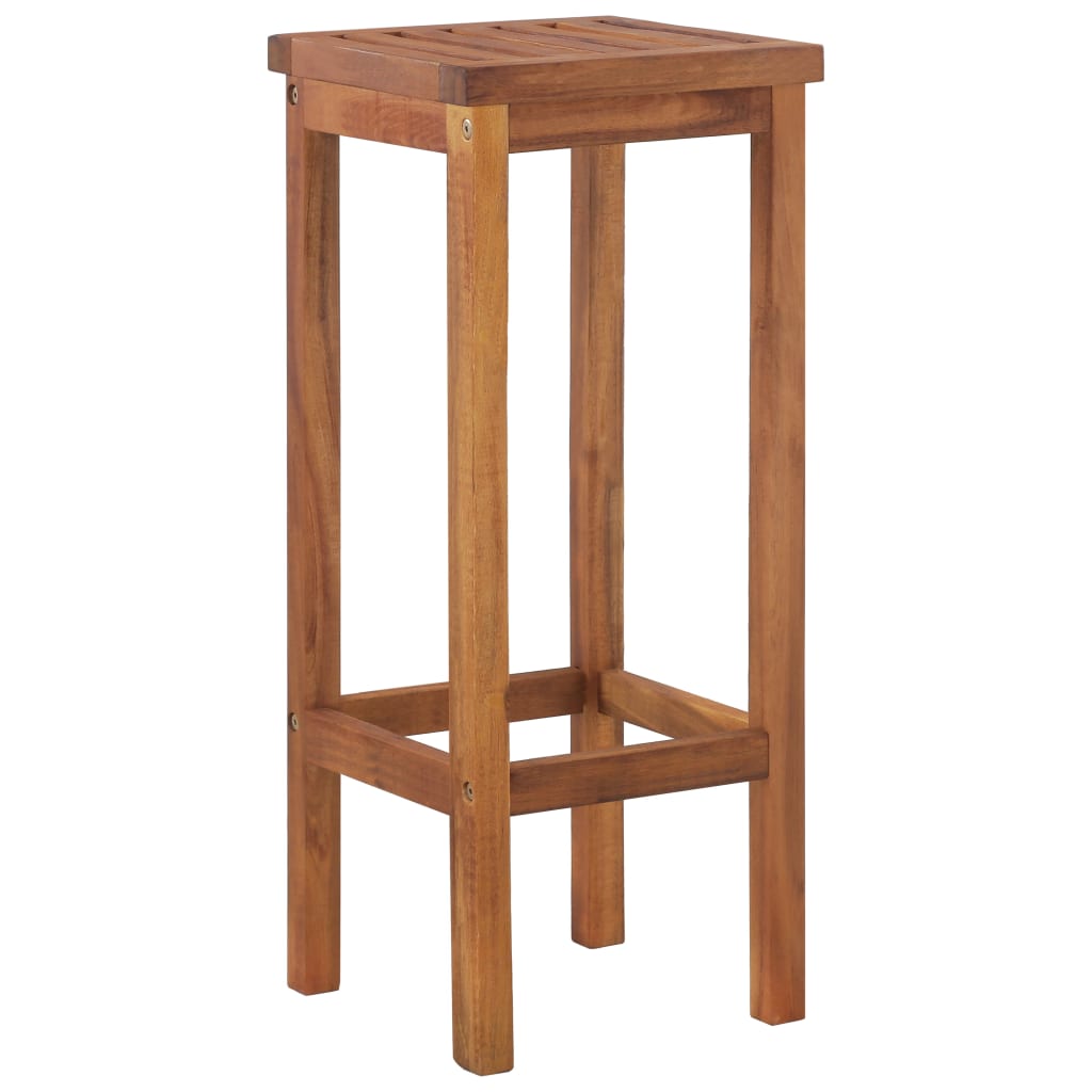 Bar Stool | Set of 6 | Natural Wood | Solid Acacia Wood | 74 cm height