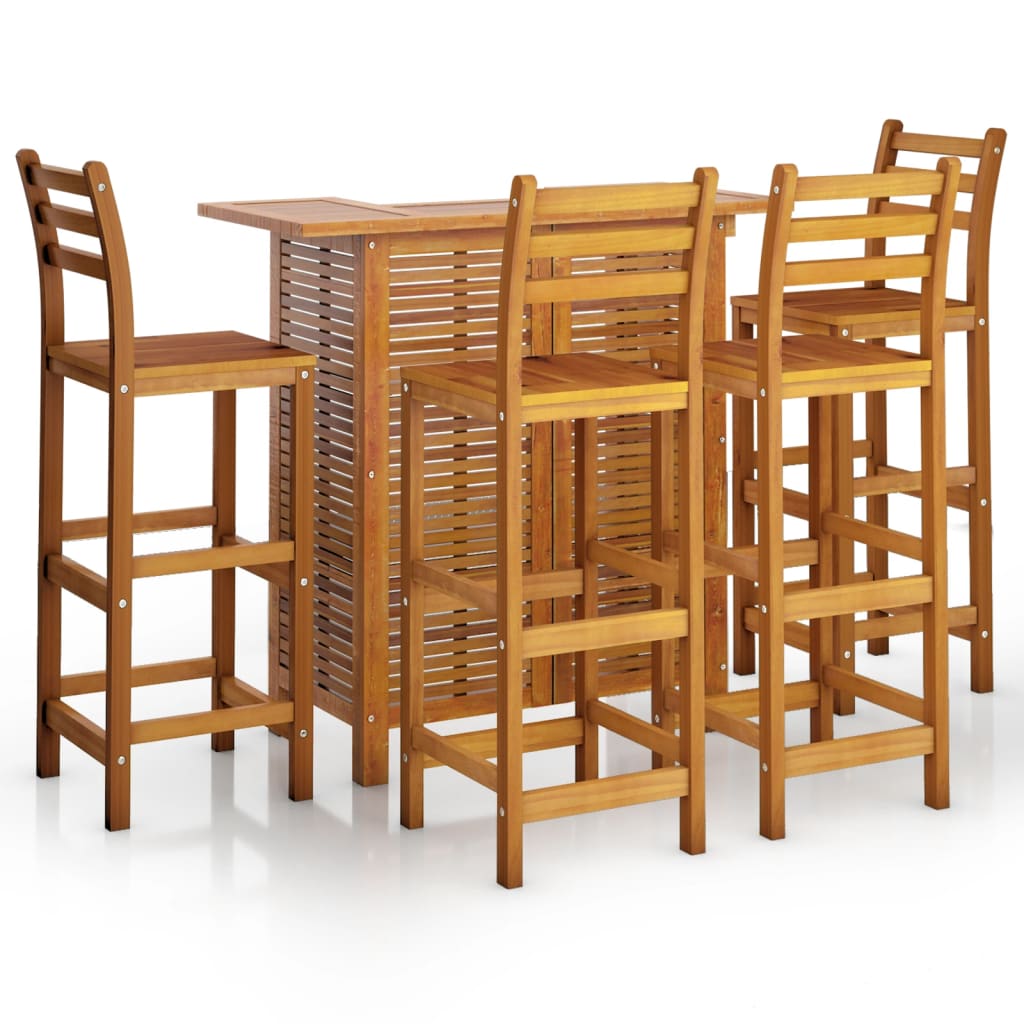 Garden Bar Set | Brown | Solid Acacia wood | Medium | Footrest