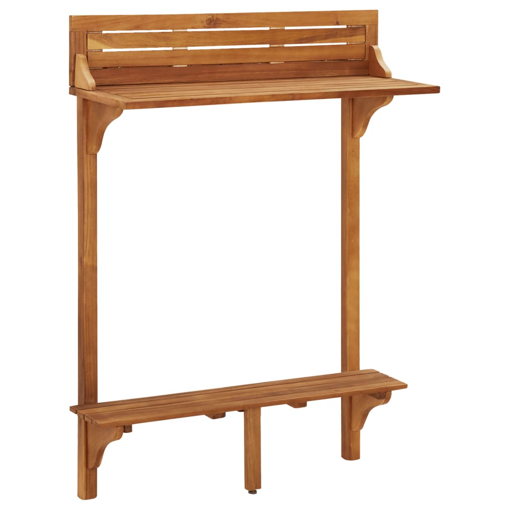 Balcony Bar Set | Natural wood | Solid Acacia wood | Medium | Footrest
