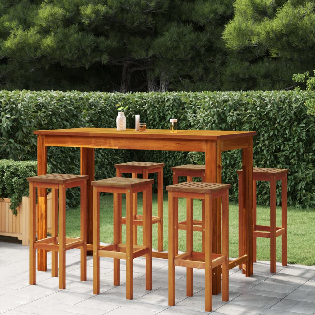 vidaXL 7 Piece Garden Bar Set Solid Wood Acacia