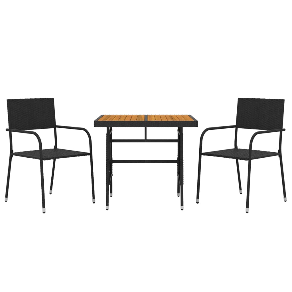 Outdoor Dining Set | Black | PE rattan, steel, solid acacia wood