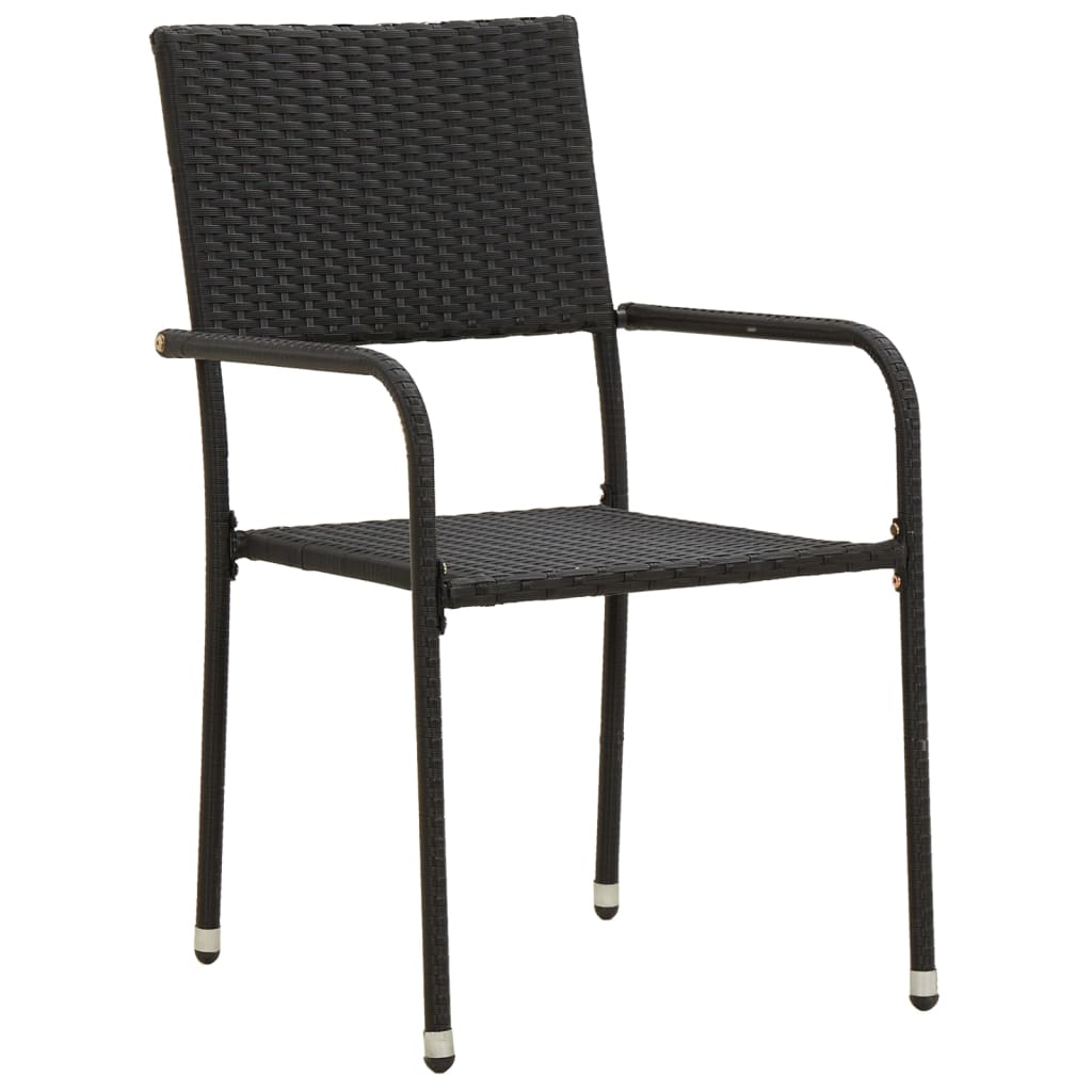 Outdoor Dining Set | Black | PE rattan, steel, solid acacia wood