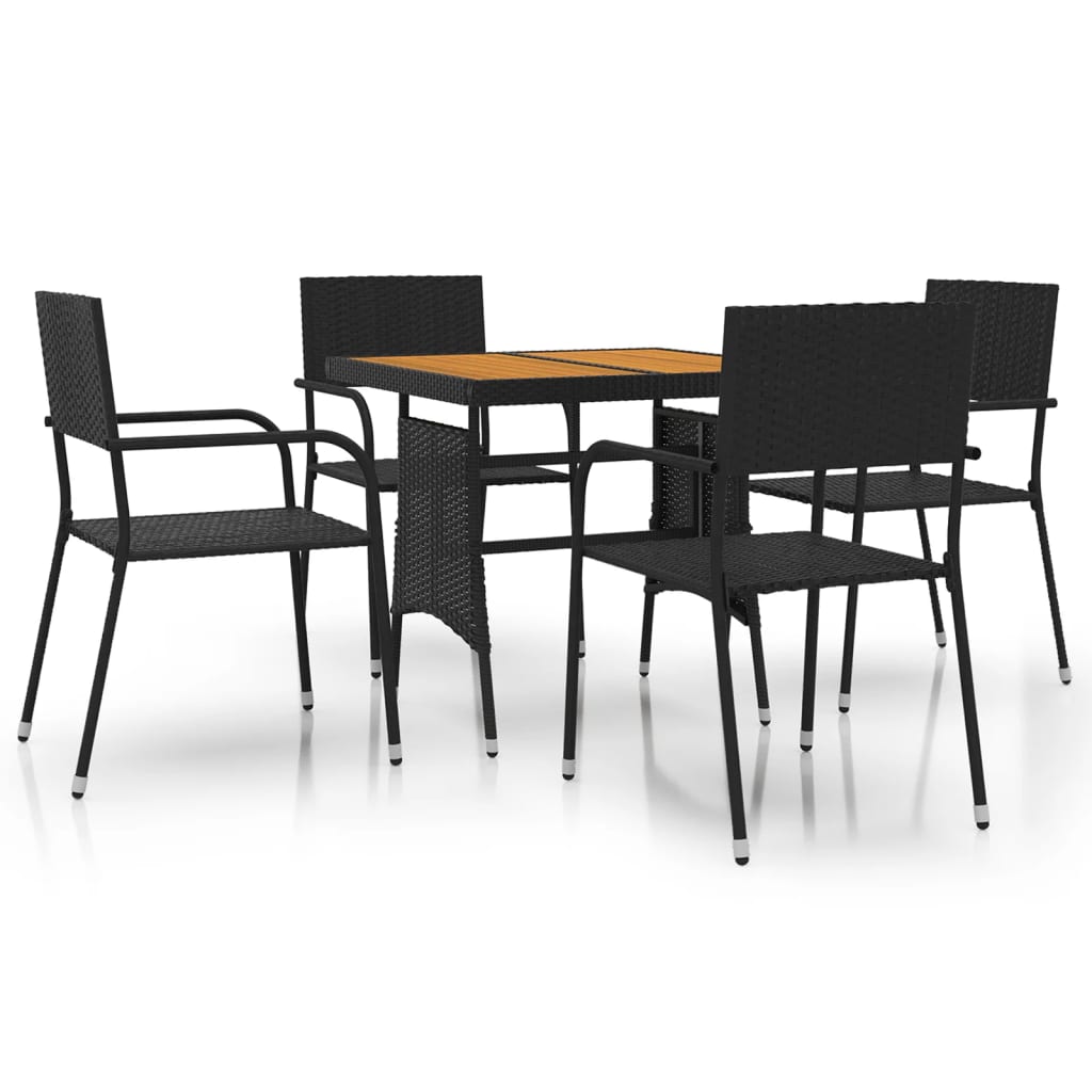 vidaXL 5 Piece Outdoor Dining Set Poly Rattan Black