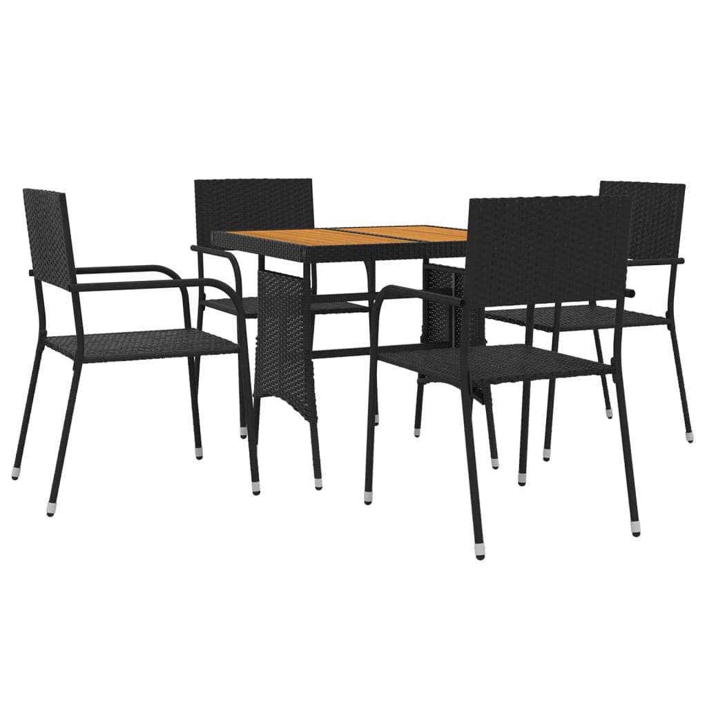 vidaXL 5 Piece Outdoor Dining Set Poly Rattan Black