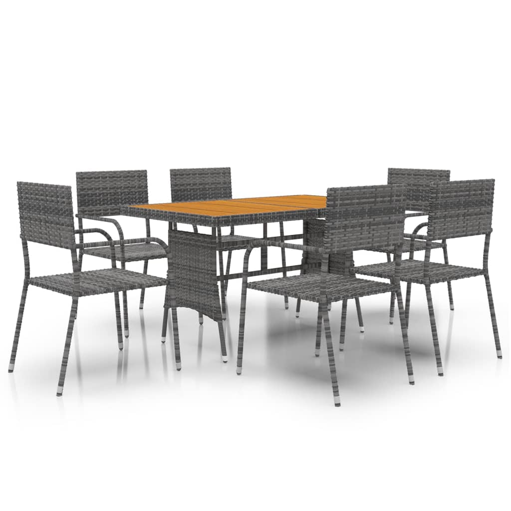 Outdoor Dining Set | Grey | PE rattan, steel, solid acacia wood