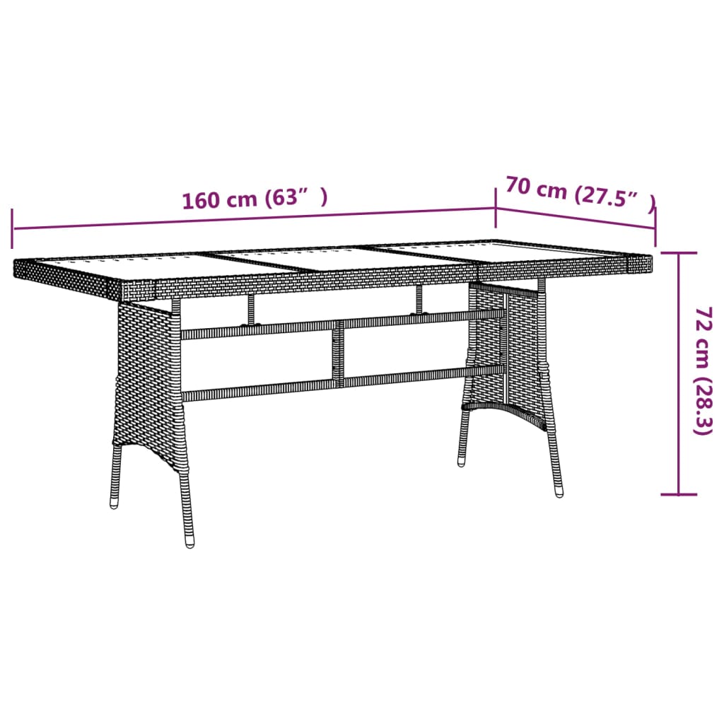 Outdoor Dining Set | Grey | PE rattan, steel, solid acacia wood | 7 Piece
