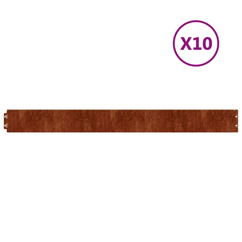 Lawn Edging 10 pcs 10 x 103 cm Weathering Steel Rusty