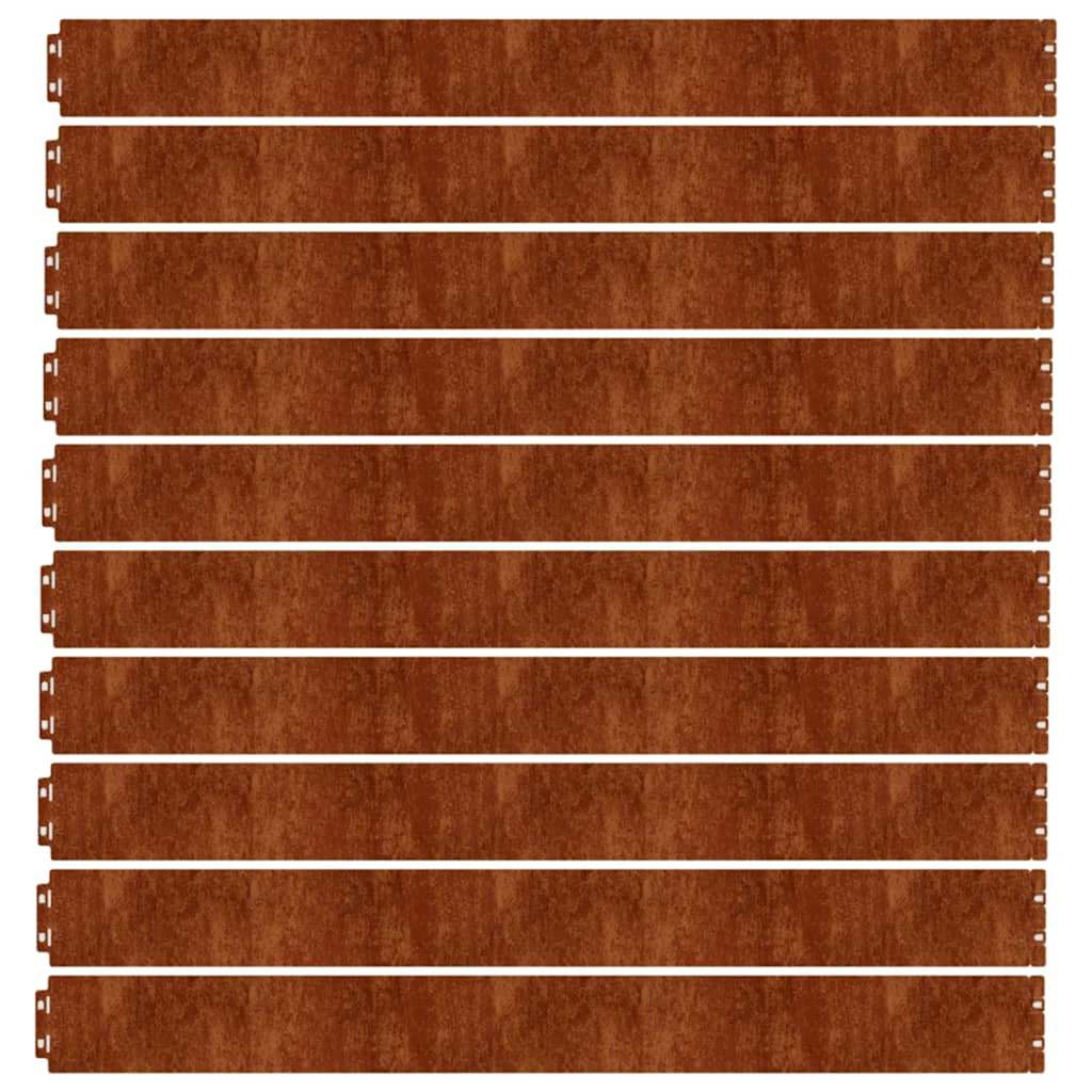Lawn Edging 10 pcs 10 x 103 cm Weathering Steel Rusty