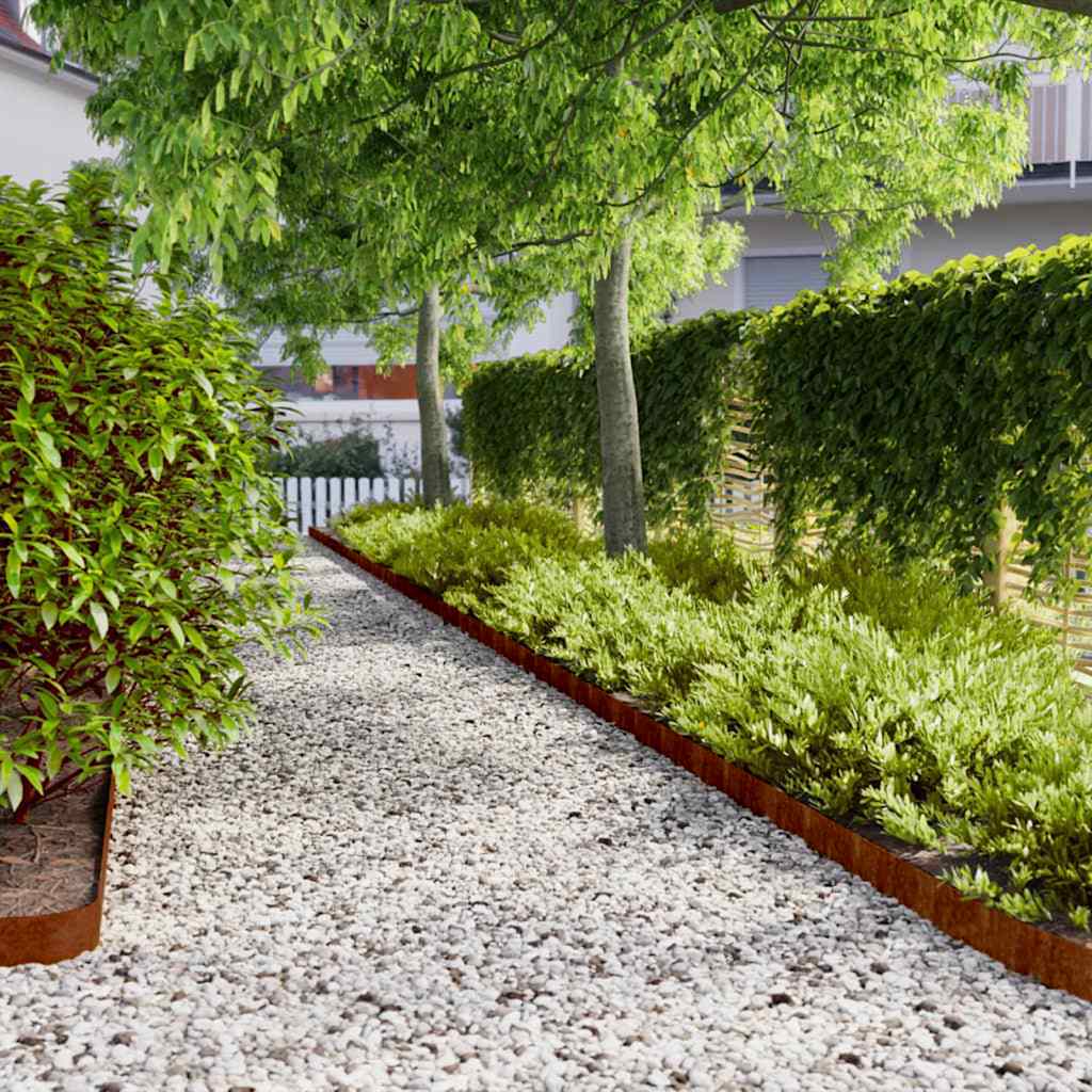 Lawn Edging 10 pcs 10 x 103 cm Weathering Steel Rusty