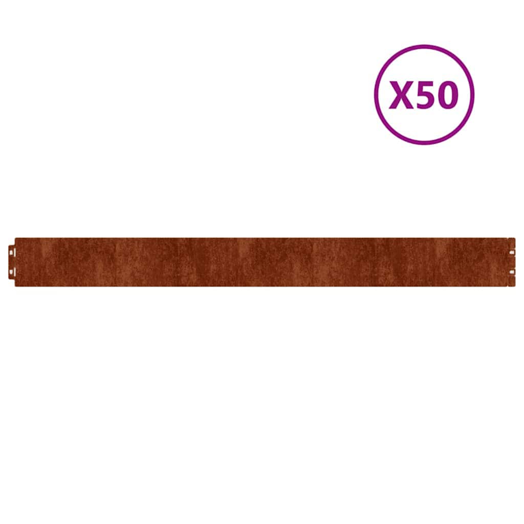 Lawn Edging 50 pcs 10 x 103 cm Weathering Steel Rusty