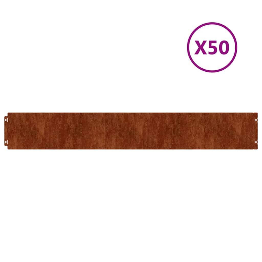 Lawn Edging 10 pcs 15 x 103 cm Weathering Steel Rusty