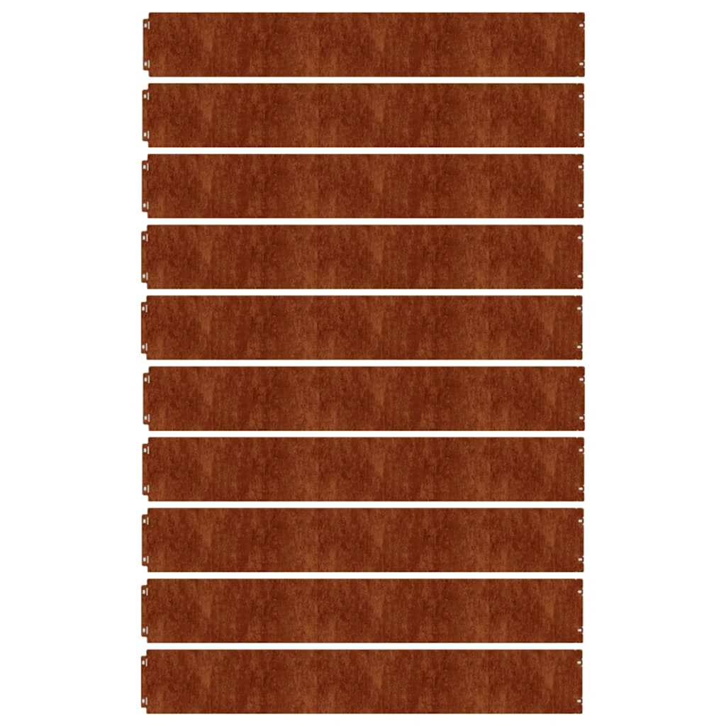 Lawn Edging 10 pcs 15 x 103 cm Weathering Steel Rusty