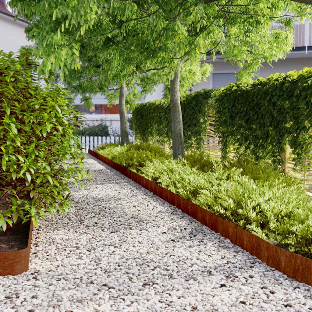 Lawn Edging 10 pcs 15 x 103 cm Weathering Steel Rusty