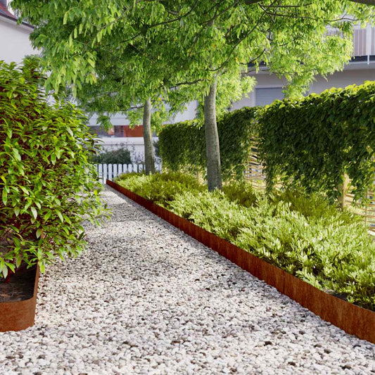 Lawn Edging 50 pcs 15 x 103 cm Weathering Steel Rusty