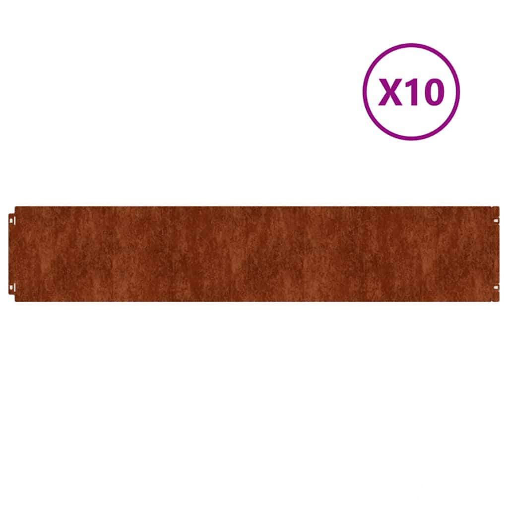 Lawn Edging 10 pcs 20 x 103 cm Weathering Steel Rusty