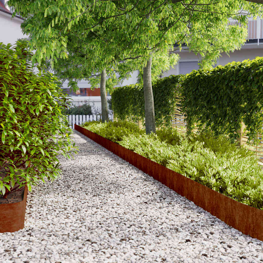 Lawn Edging 10 pcs 20 x 103 cm Weathering Steel Rusty