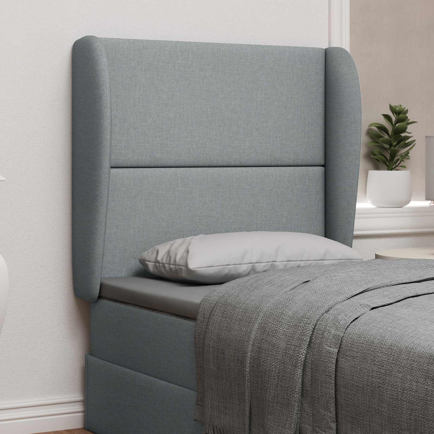 Headboard Ear Light Grey 80 x 23 x 6 cm Fabric