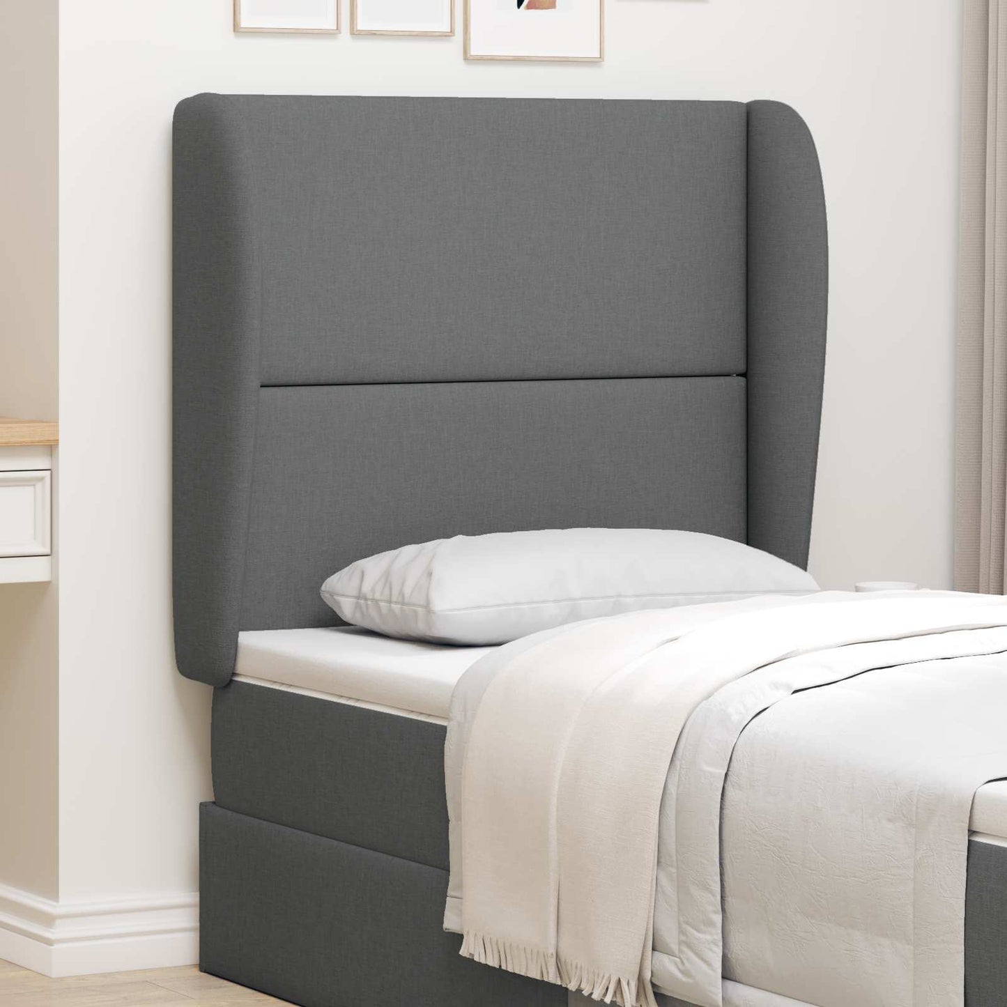 Headboard Ear Dim Grey 80 x 23 x 6 cm Fabric