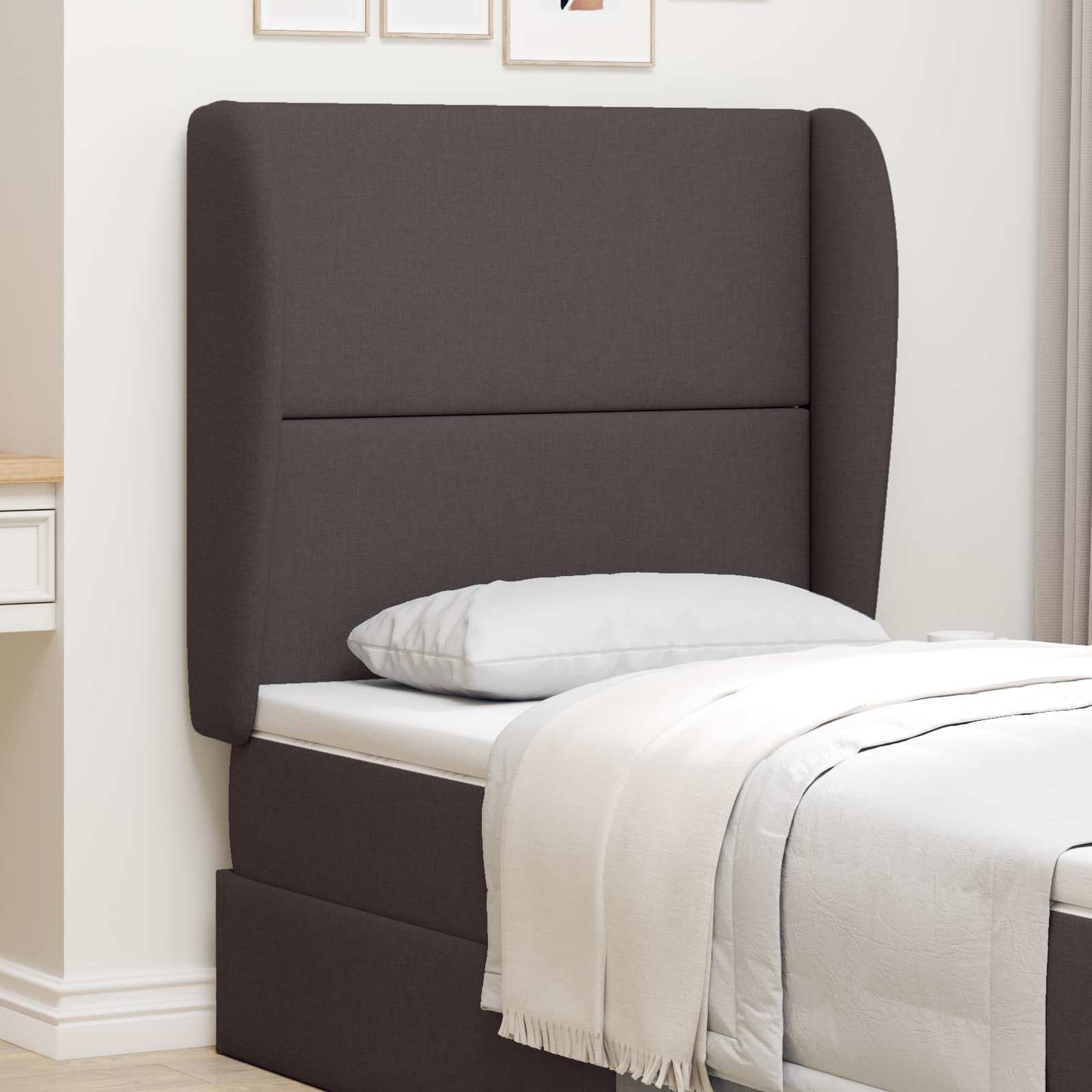 Headboard Ear Brown 80 x 23 x 6 cm Fabric