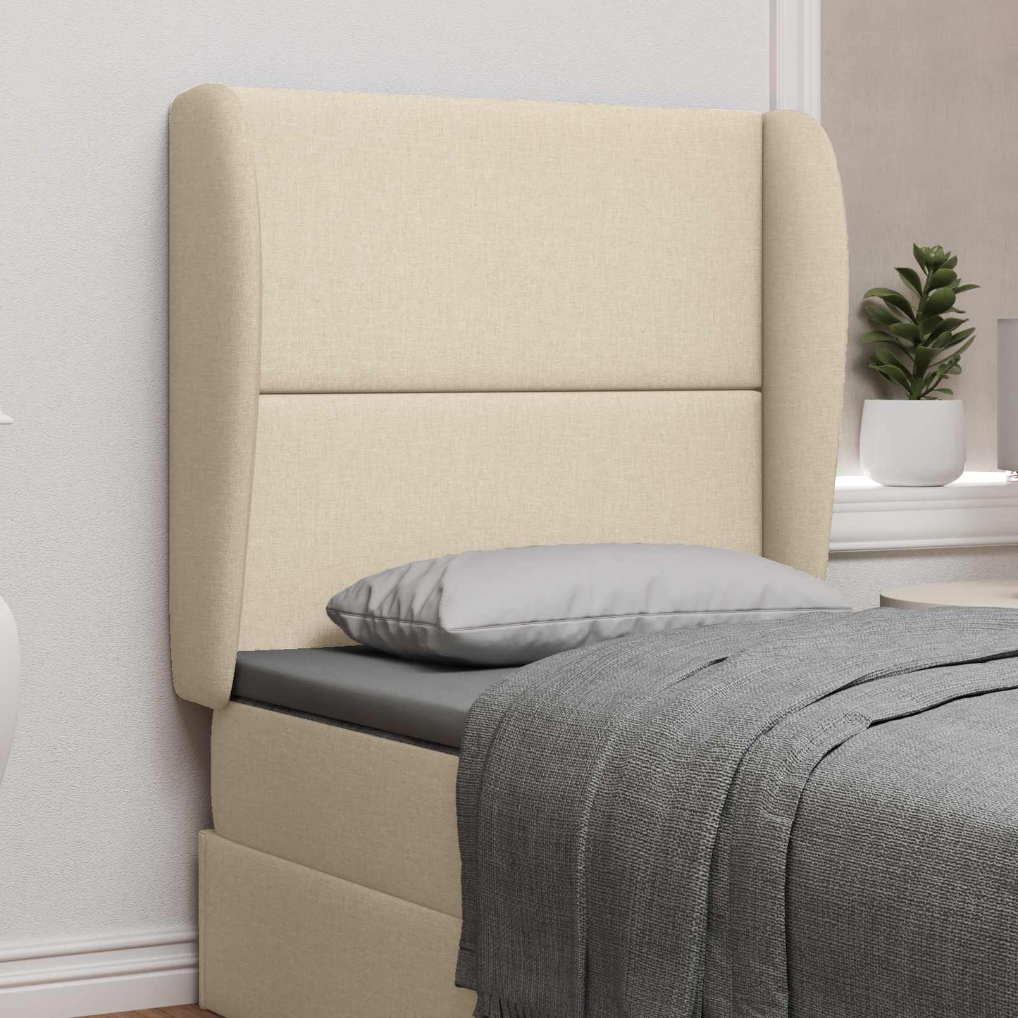 Headboard Ear Cream 80 x 23 x 6 cm Fabric
