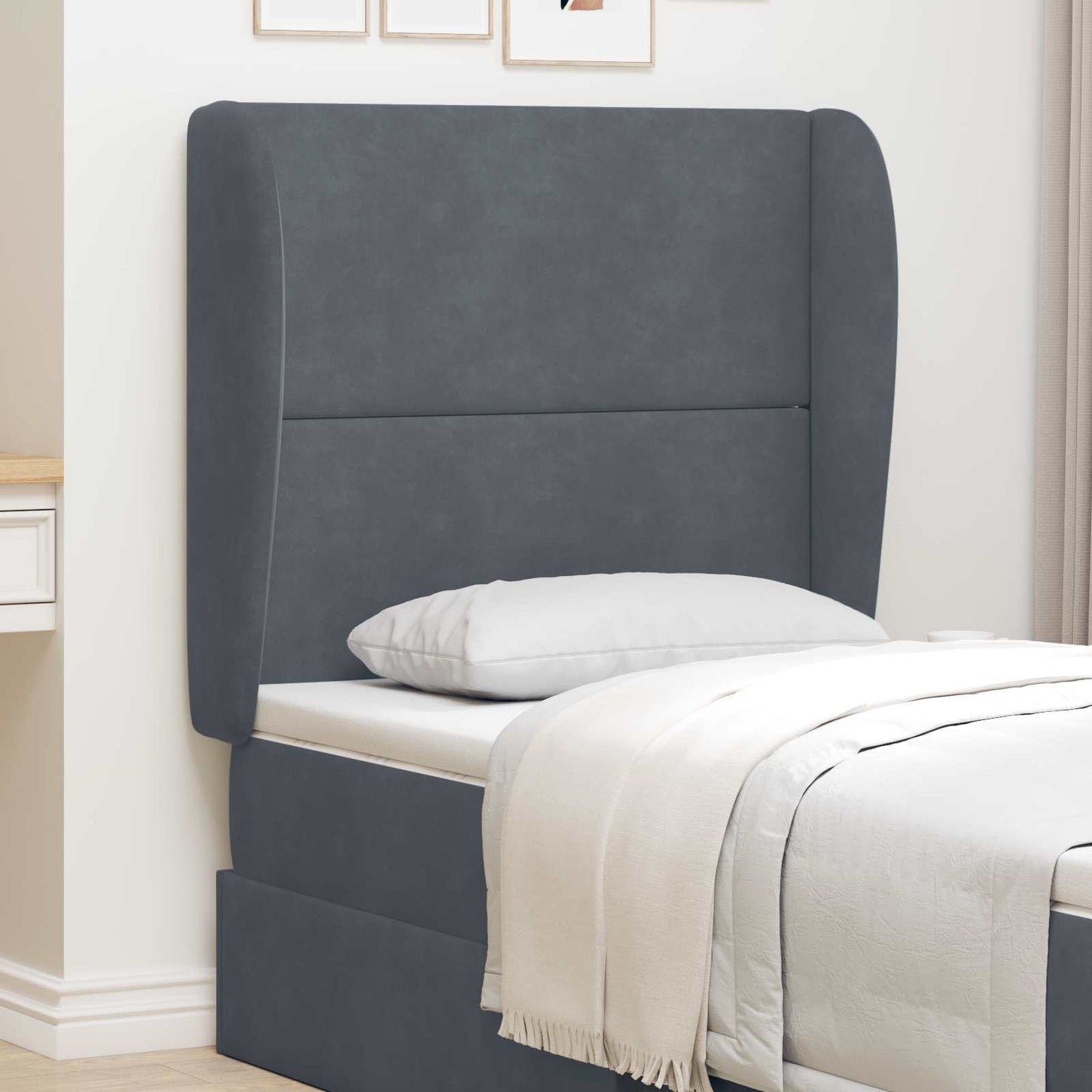 Headboard Ear Dim Grey 80 x 23 x 6 cm Velvet