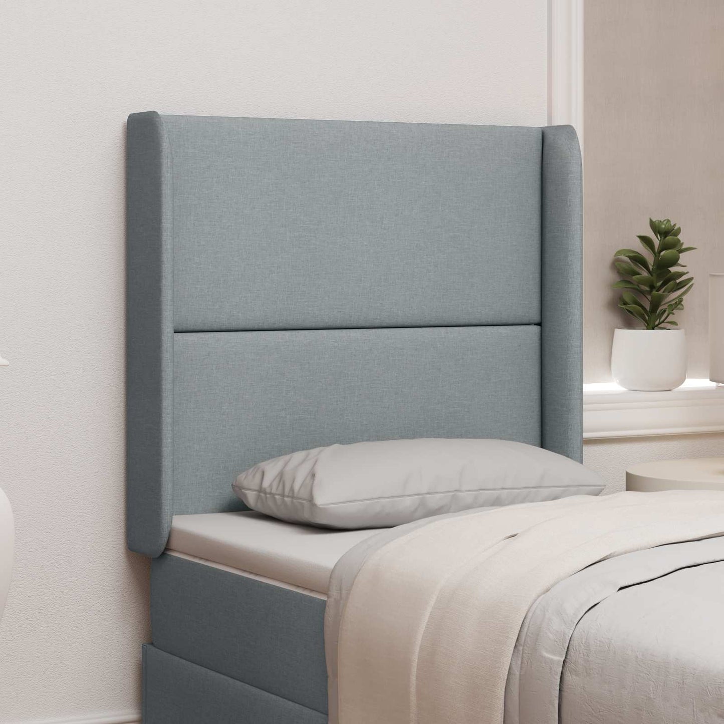 Headboard Ear Light grey 80 x 16 x 4 cm Fabric