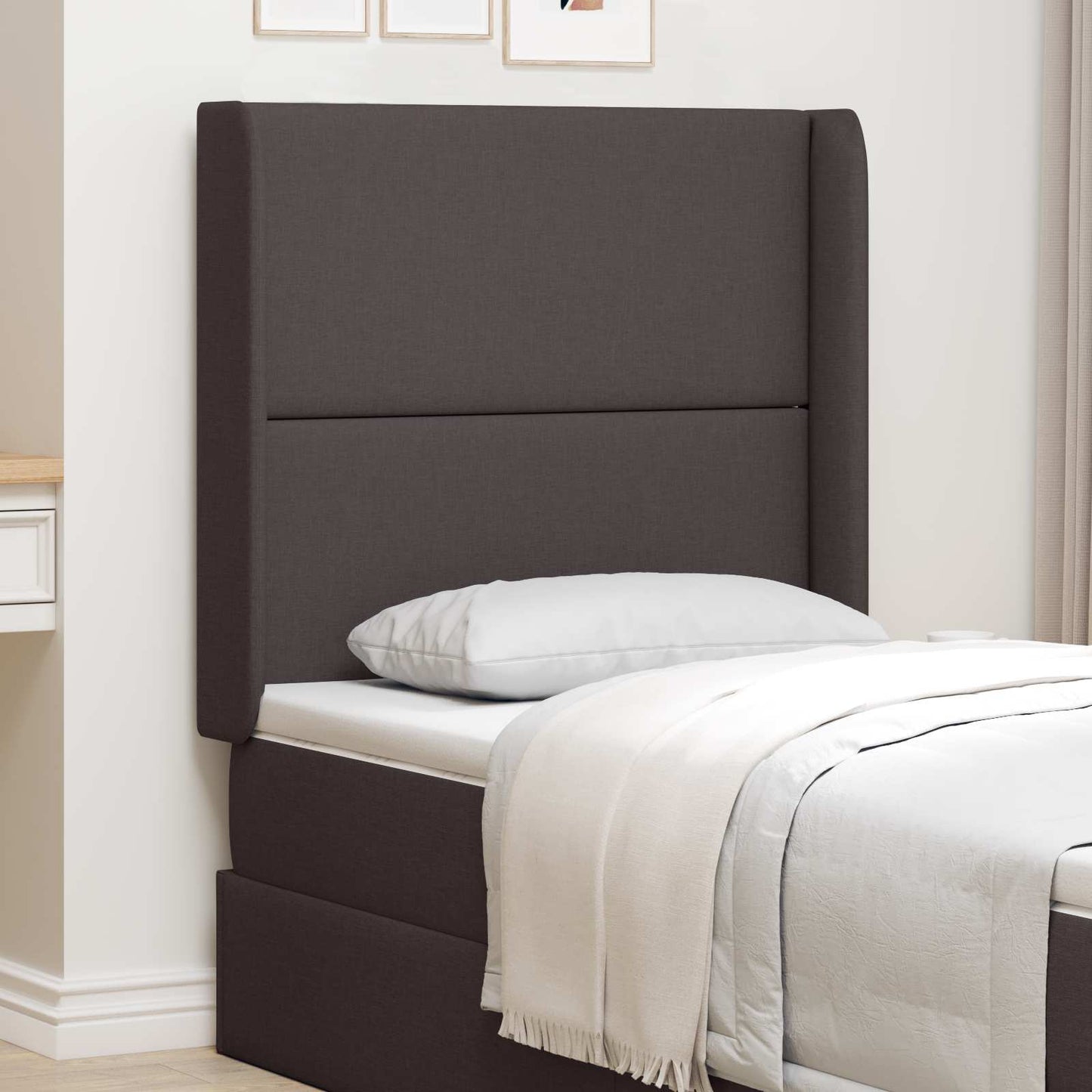Headboard Ear Brown 80 x 16 x 4 cm Fabric