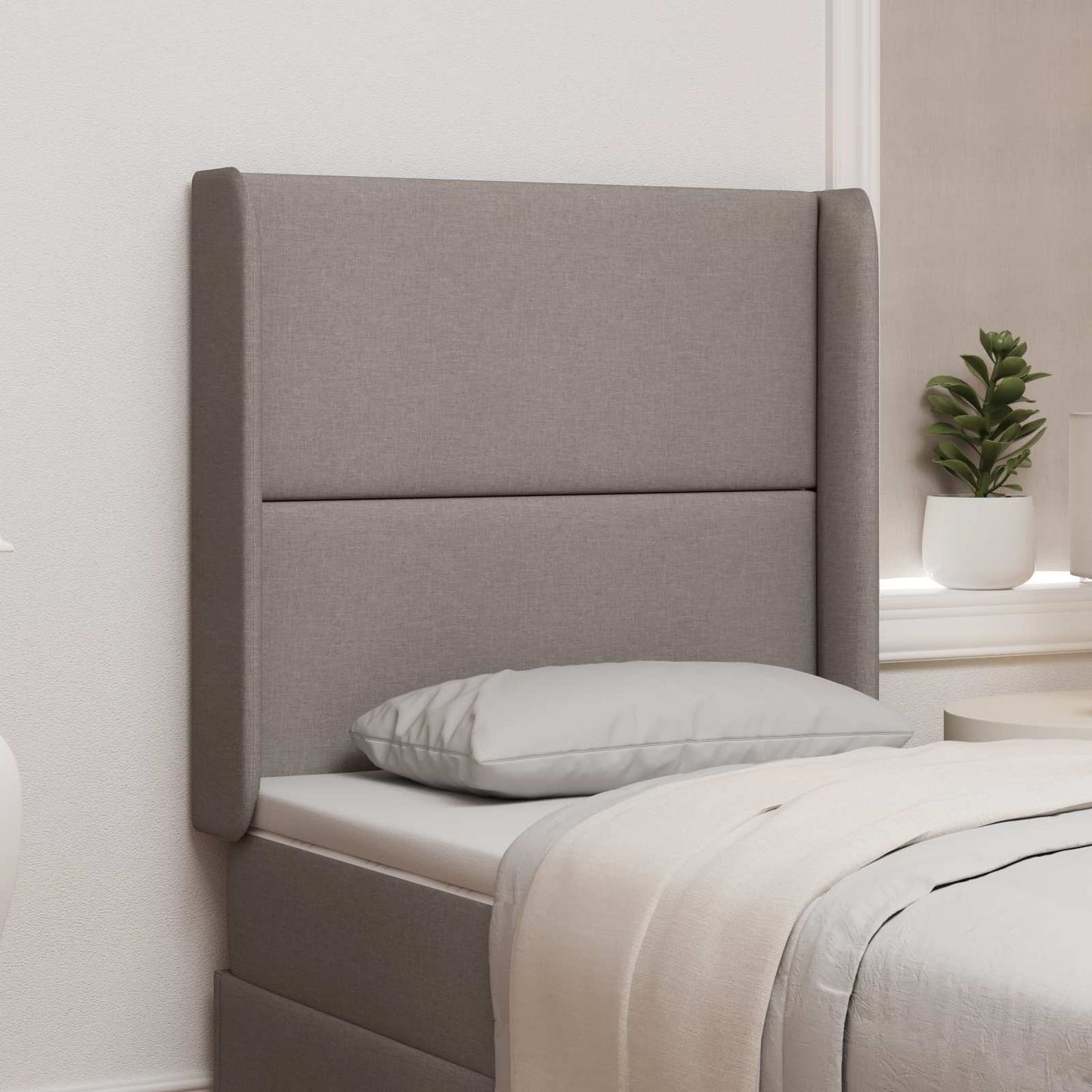 Headboard Ear Taupe 80 x 16 x 4 cm Fabric