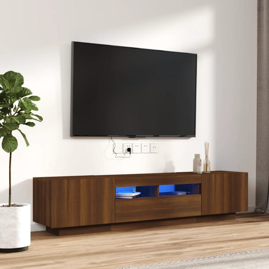 vidaXL 2 Piece TV Cabinet Set with LED Lights Brown Oak Engineered Wood