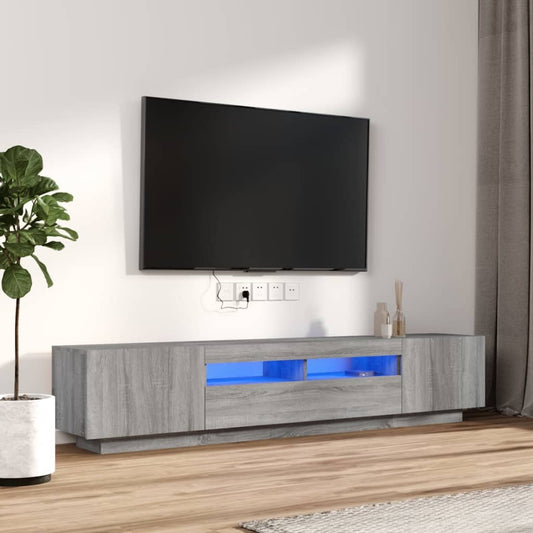 vidaXL 2 Piece TV Cabinet Set with LED Lights Grey Sonoma Engineered Wood