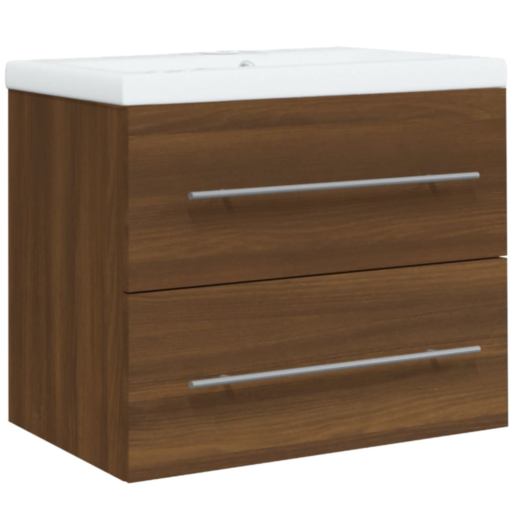 vidaXL Sink Cabinet with Built-in Basin Brown Oak Engineered Wood