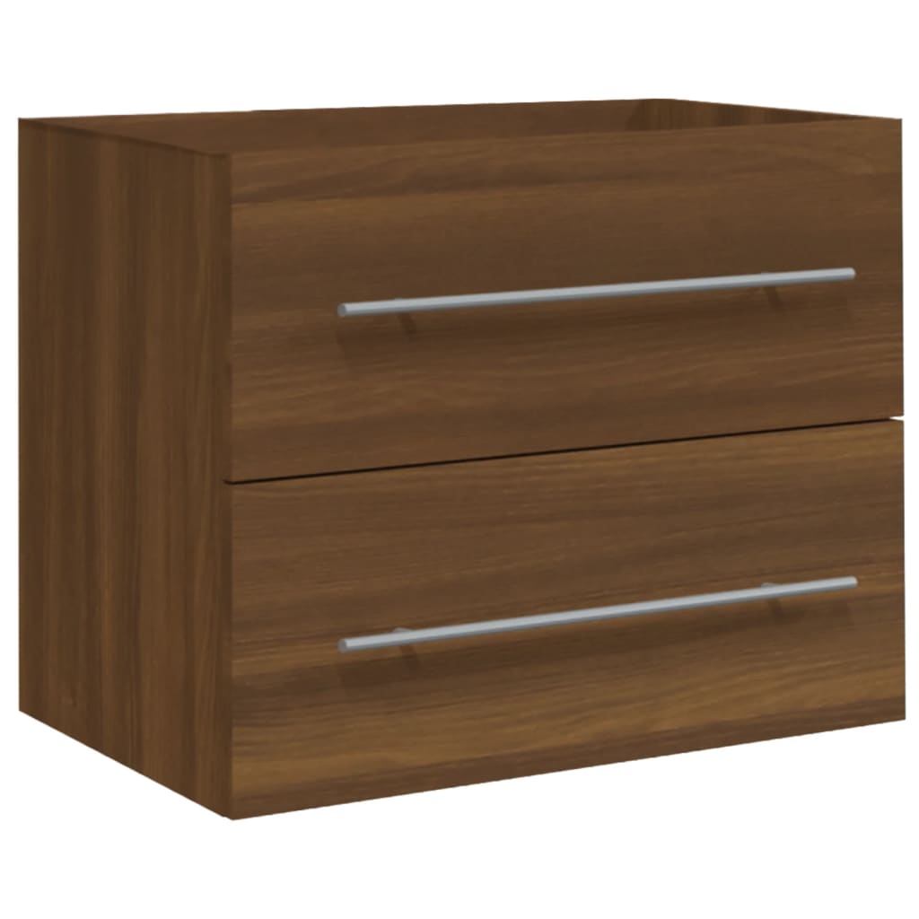 vidaXL Sink Cabinet with Built-in Basin Brown Oak Engineered Wood