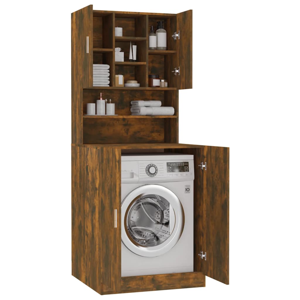 vidaXL Washing Machine Cabinet Smoked Oak Engineered Wood