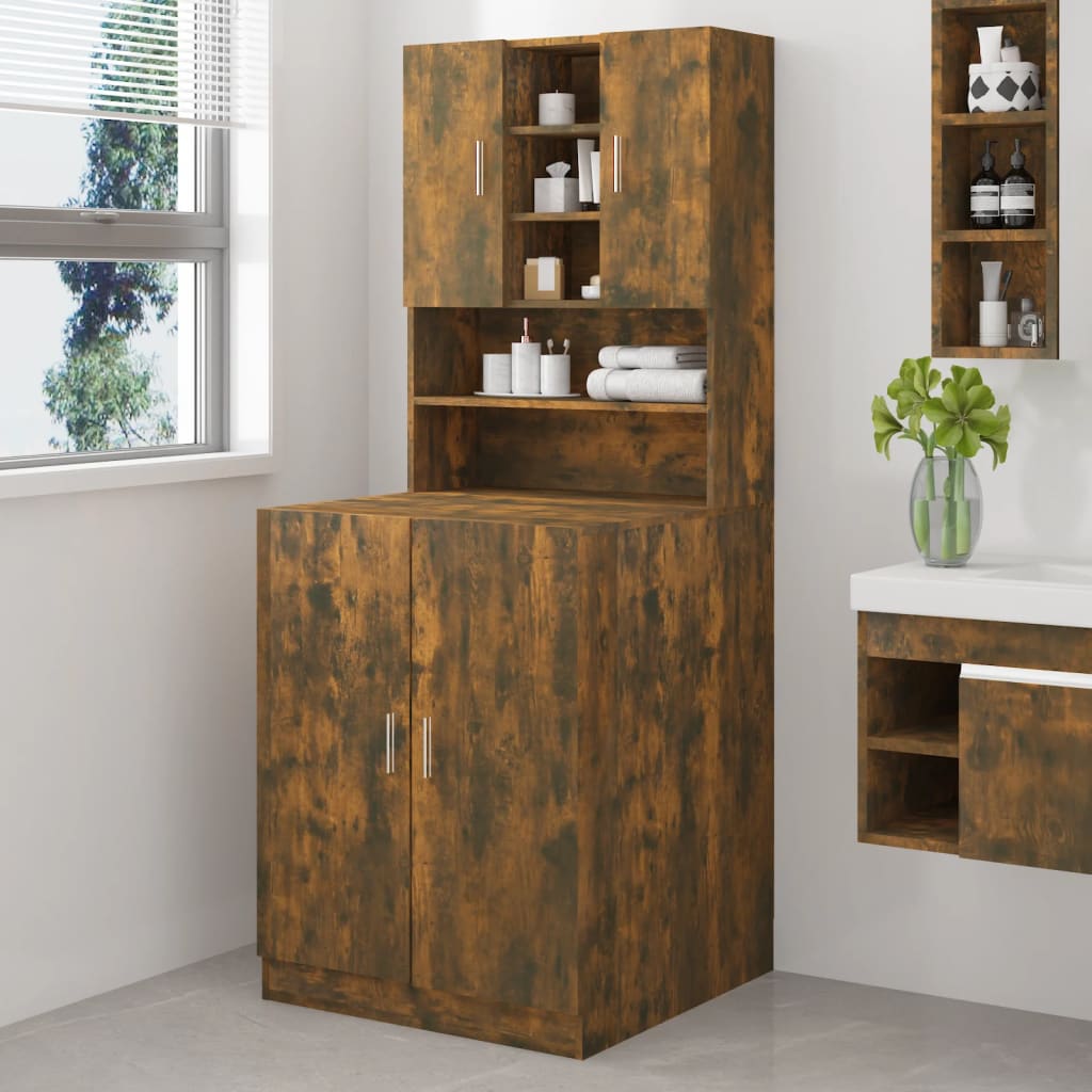 vidaXL Washing Machine Cabinet Smoked Oak Engineered Wood