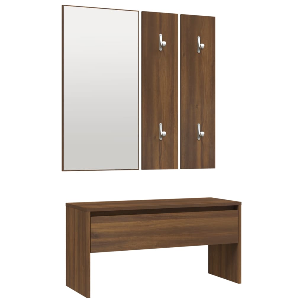 vidaXL Hallway Furniture Set Brown Oak Engineered Wood