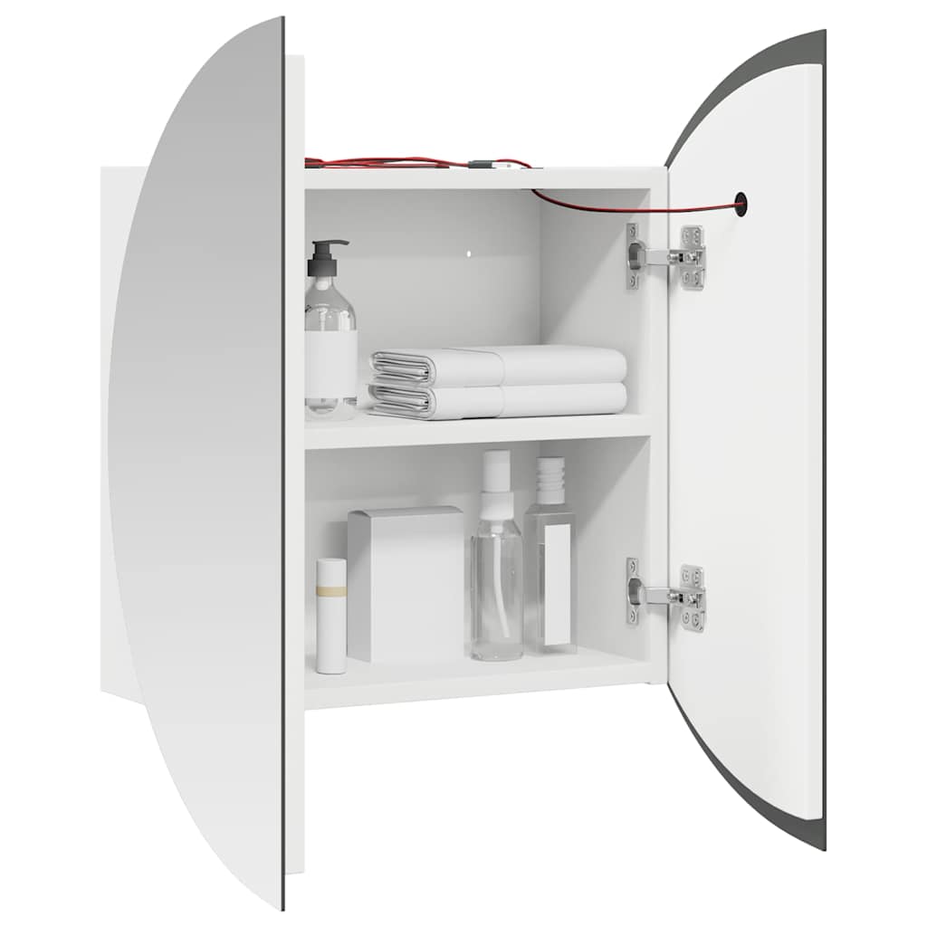 Bathroom Cabinet with Round Mirror&LED White 40x40x17.5 cm